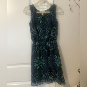 Elegant Green and Blue Patterned Dress